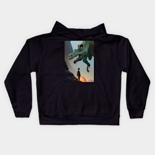 SCARY BLUE AND PURPLE DINOSAUR Kids Hoodie